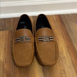 Guess Tan Loafers with Striped Accent